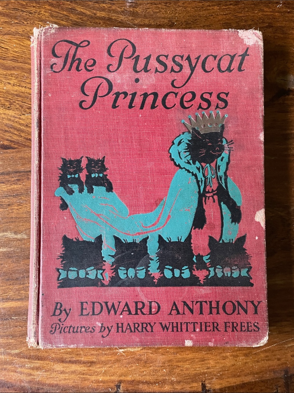 The Pussycat Princess 1922 by Edward Anthony Vintage Distressed Red Cat Book